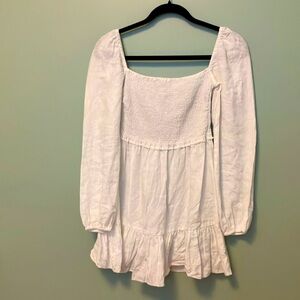 Aritzia!White organic linen mini dress